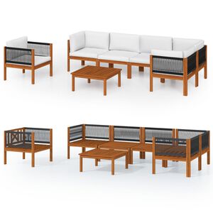 vidaXL 7-teiliges Garten-Lounge-Set mit Kissen Creme 63 x 63 cm