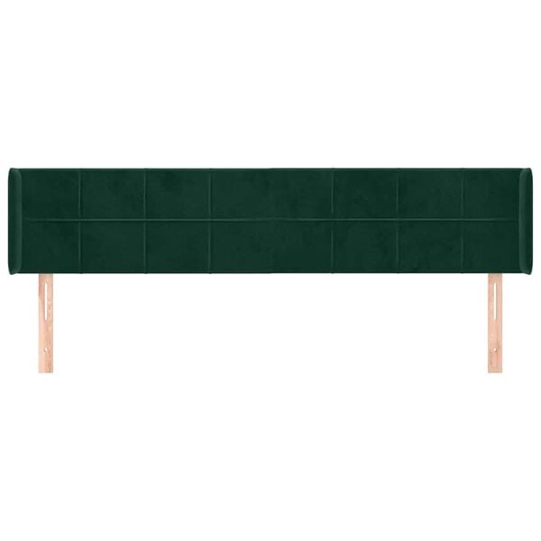 vidaXL Kopfteil mit Ohren Dunkelgr&uuml;n 163x16x78/88 cm Samt