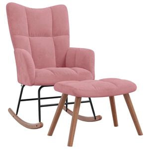 vidaXL Schaukelstuhl mit Hocker Samt Rosa