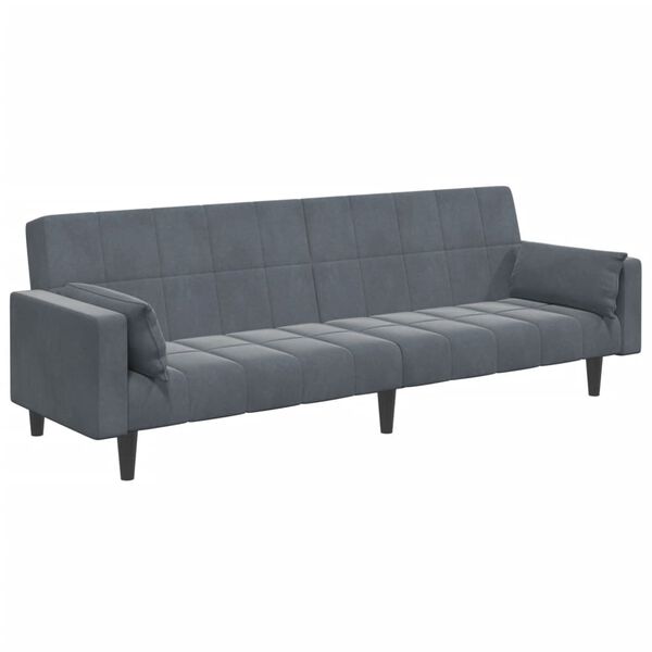vidaXL Schlafsofa 2-Sitzer mit Fu&szlig;hocker Dunkelgrau Samt