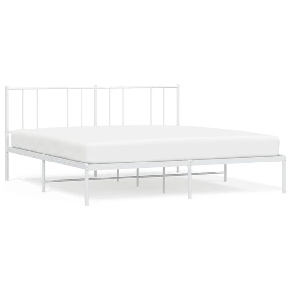 vidaXL Bettgestell mit Kopfteil Metall Wei&szlig; 183x213 cm