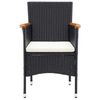 vidaXL 3-tlg. Garten-Essgruppe mit Kissen Poly Rattan Schwarz