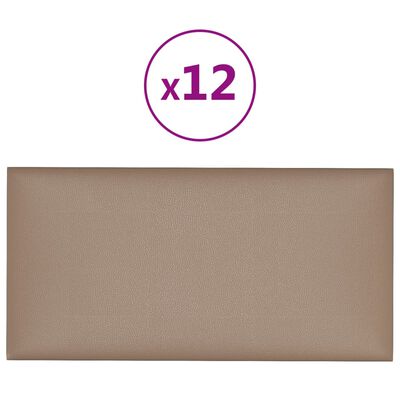 vidaXL Wandpaneele 12 Stk. Cappuccino-Braun 30x15cm Kunstleder 0,54 m²