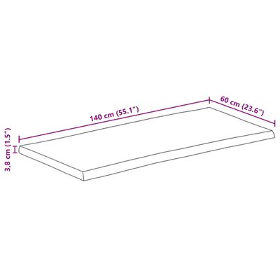 vidaXL Tischplatte 140x60x3,8cm Rechteckig Massivholz Akazie Baumkante