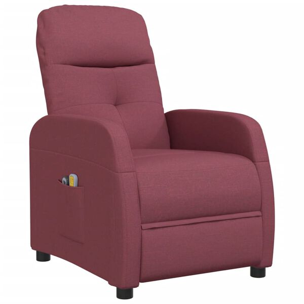 vidaXL Massagesessel mit Aufstehhilfe Weinrot Stoff