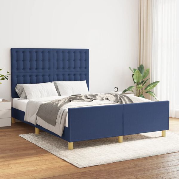 vidaXL Bettgestell ohne Matratze Blau 140x190 cm Stoff