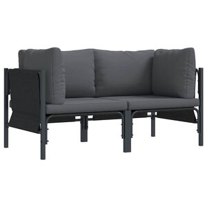 vidaXL Gartenm&ouml;bel mit Kissen 2 St&uuml;ck Anthrazit 80 x 80 x 71 cm Stahl