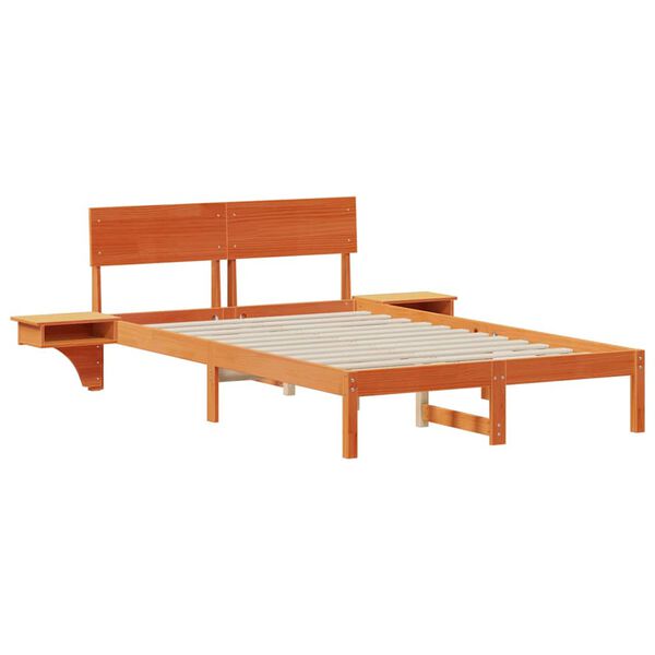 vidaXL Bettrahmen Wachsbraun 140 x 190 cm Massives Kiefernholz