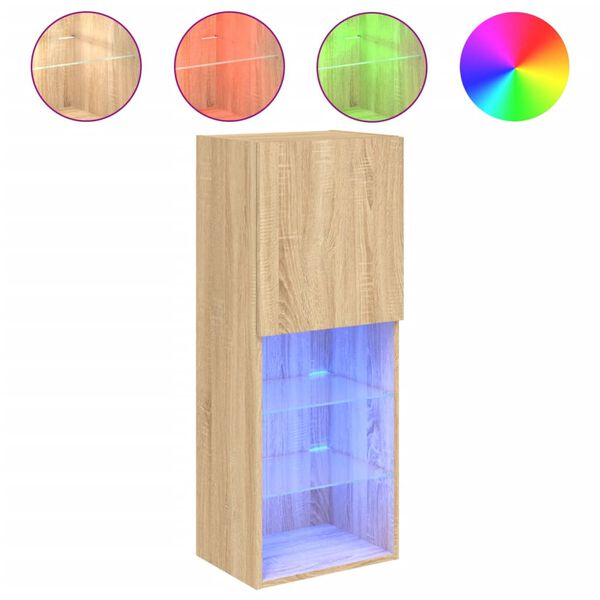 vidaXL TV-Schrank mit LED-Leuchten Sonoma-Eiche 40,5x30x102 cm