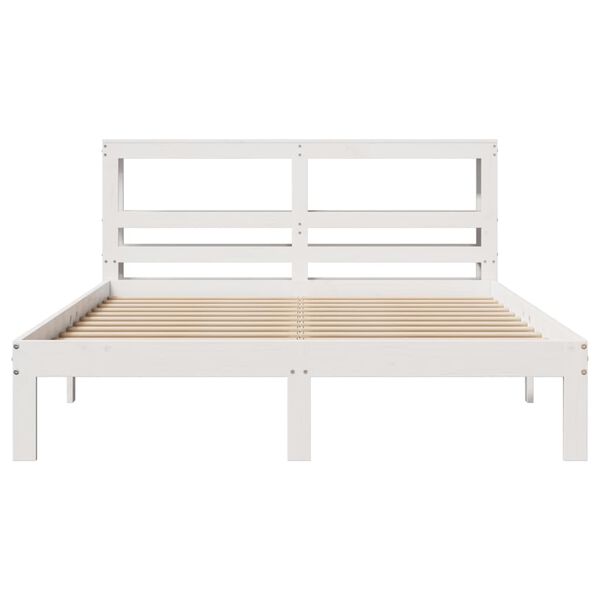 vidaXL Bettgestell mit Kopfteil ohne Matratze Wei&szlig; 120x200 cm