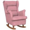 vidaXL Schaukelstuhl Ohrensessel Rosa Samt und Massivholz