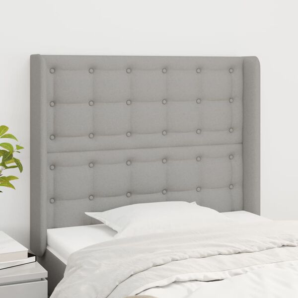 vidaXL Kopfteil mit Ohren Hellgrau 83x16x118/128 cm Stoff