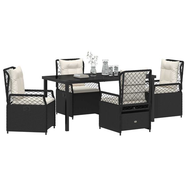 vidaXL Garten Essgruppe 5 pcs Schwarz Poly-Rattan