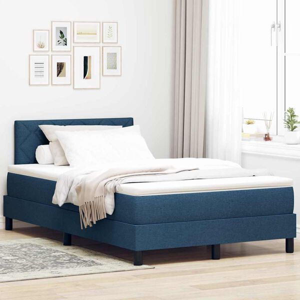 vidaXL Boxspringbett mit Matratze mit LED Blau 120 x 200 cm Stoff