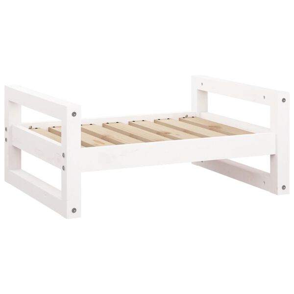 vidaXL Hundebett Wei&szlig; 65,5x50,5x28 cm Massivholz Kiefer