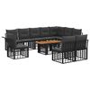 vidaXL Gartensofa-set 11 stk. Schwarz und Dunkelgrau Poly-Rattan