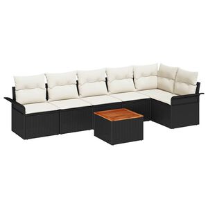 vidaXL Gartensofa-set 7 stk. 6-Sitzanzahl Schwarz und Creme