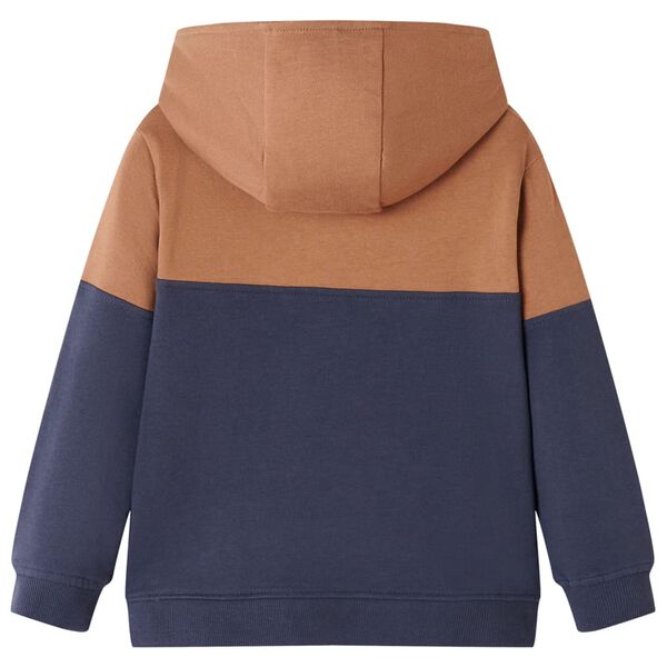 Kinder-Kapuzenpullover mit Halbem Rei&szlig;verschluss Anthrazit Cognac 116
