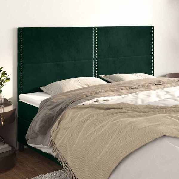 vidaXL Kopfteil Dunkelgr&uuml;n 180x5x118/128 cm Samt