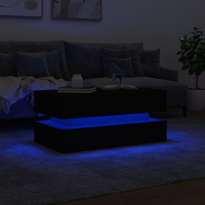 vidaXL Couchtisch mit LED-Leuchten Schwarz 90x50x40 cm