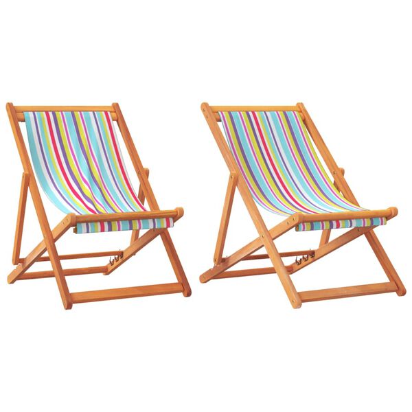 vidaXL Strandst&uuml;hle 2 Stk. Klappbar Mehrfarbig Stoff