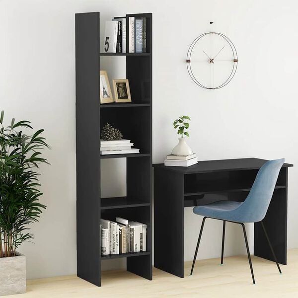 vidaXL B&uuml;cherregal Hochglanz-Grau 40x35x180 cm Holzwerkstoff