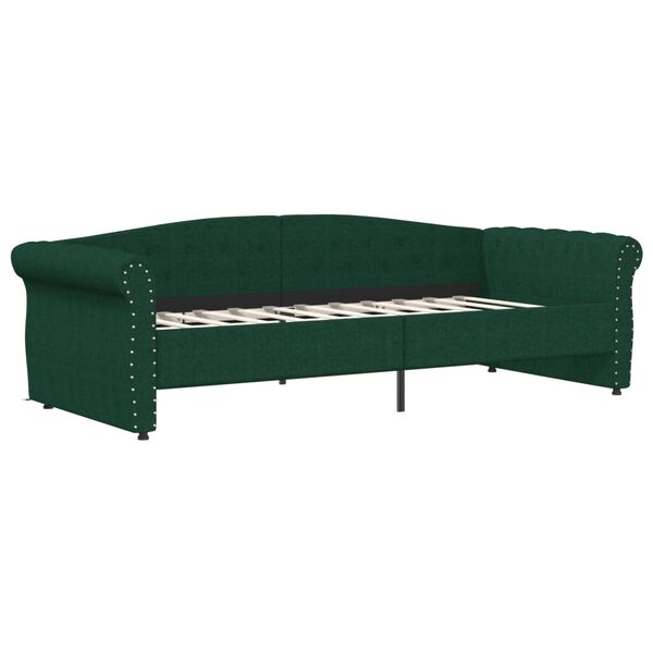 vidaXL Tagesbett mit Matratze USB Dunkelgr&uuml;n Stoff 90x200 cm