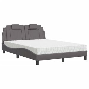 vidaXL Bett "Viana" mit Matratze Grau 120x200 cm Kunstleder