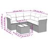 vidaXL 6-tlg. Garten-Sofagarnitur mit Kissen Schwarz Poly Rattan