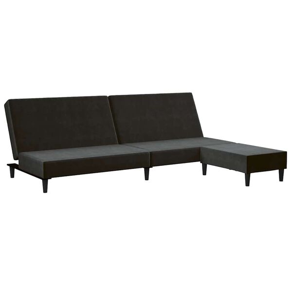 vidaXL Schlafsofa 2-Sitzer mit Fu&szlig;hocker Schwarz Samt