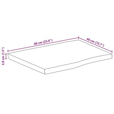 vidaXL Tischplatte mit Baumkante 60x40x3,8 cm Massivholz Mango