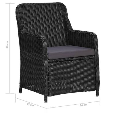 vidaXL 9-tlg. Garten-Essgruppe Poly Rattan Schwarz