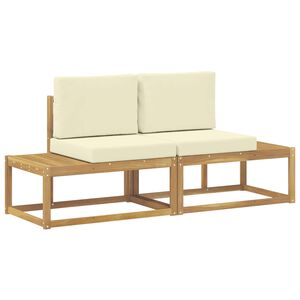 vidaXL Outdoor End Sofa mit Kissen 2 St&uuml;ck Wei&szlig; Massivholz Akazie