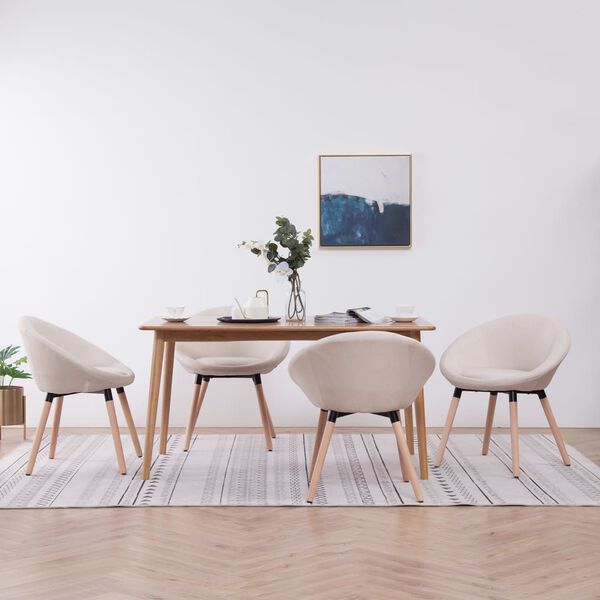 vidaXL Esszimmerst&uuml;hle 4 Stk. Cremewei&szlig; Stoff