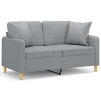 vidaXL 2-Sitzer-Sofa mit Zierkissen Hellgrau 120 cm Stoff