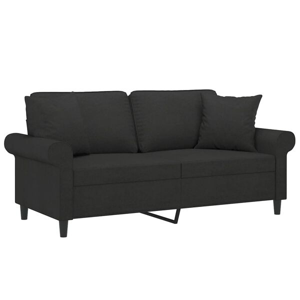 vidaXL 2-Sitzer-Sofa mit Kissen Schwarz 140 cm Stoff