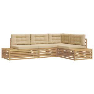 vidaXL 5 stk. Outdoor-Sofagarnitur Polyester Wei&szlig;