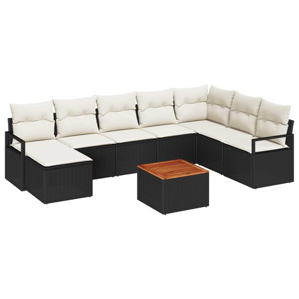 vidaXL Garten-Sofa-Set 9 pcs Schwarz und Wei&szlig;