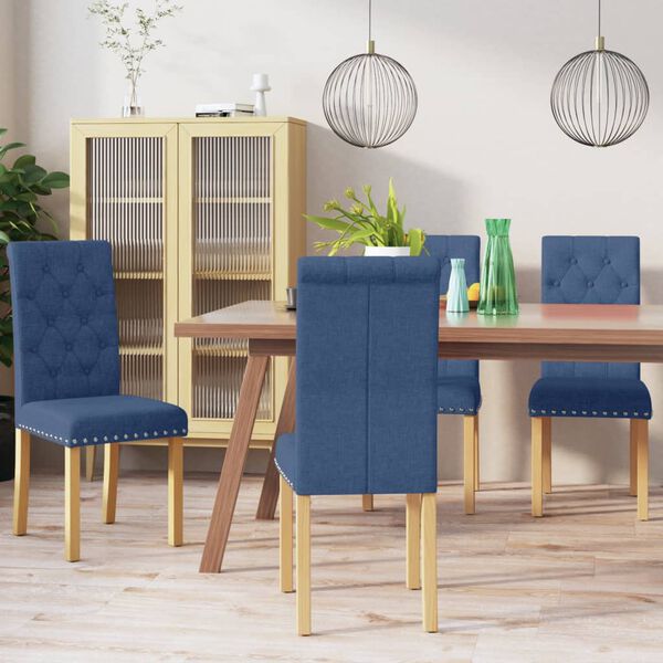vidaXL Esszimmerst&uuml;hle 4 Stk. Blau Stoff