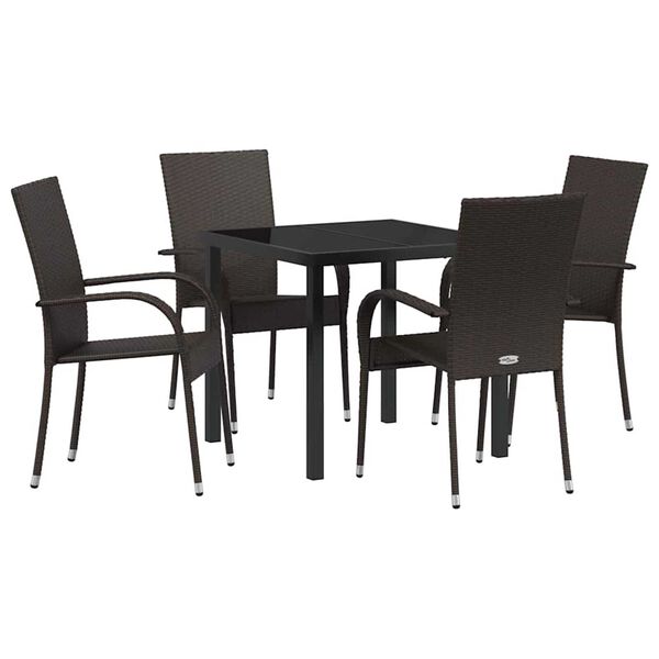 vidaXL Garten Essgruppe 5 pcs Braun Pulverbeschichteter Stahl