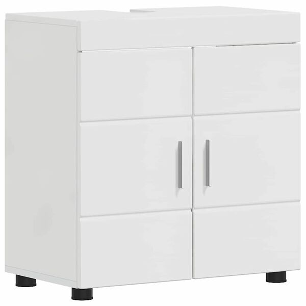 vidaXL Badezimmerschrank-Set TULUM Hochglanz Weiß 60 x 34 x 63 cm