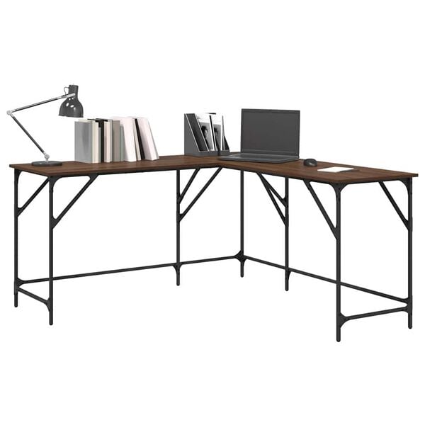 vidaXL Schreibtisch Braun Eichen-Optik 149x149x75 cm Holzwerkstoff
