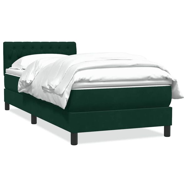 vidaXL Boxspringbett mit Matratze Dunkelgr&uuml;n 100x220 cm Samt