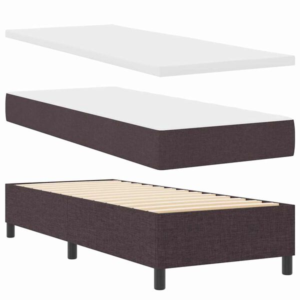 vidaXL Boxspringbett mit Matratze Dunkelbraun 80 x 200 cm Stoff