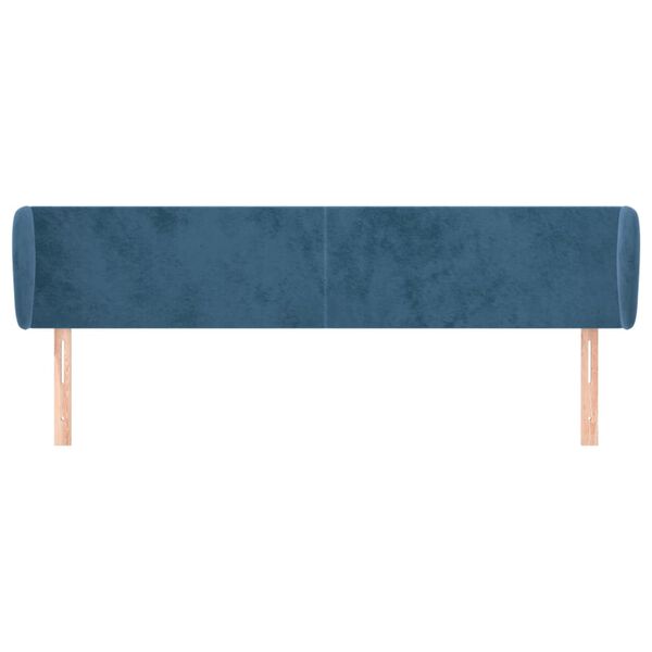 vidaXL Kopfteil mit Ohren Dunkelblau 163x23x78/88 cm Samt
