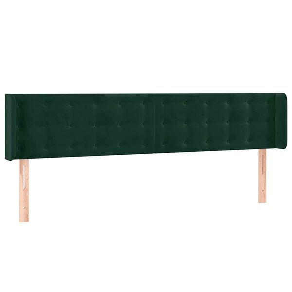 vidaXL Kopfteil mit Ohren Dunkelgr&uuml;n 203x16x78/88 cm Samt