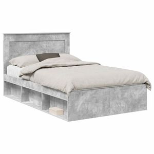 vidaXL Bettrahmen Uni Beton Grau 135 x 190 cm Massives Kiefernholz