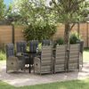 vidaXL Garten Essgruppe mit Kissen 9 pcs Grau Poly-Rattan