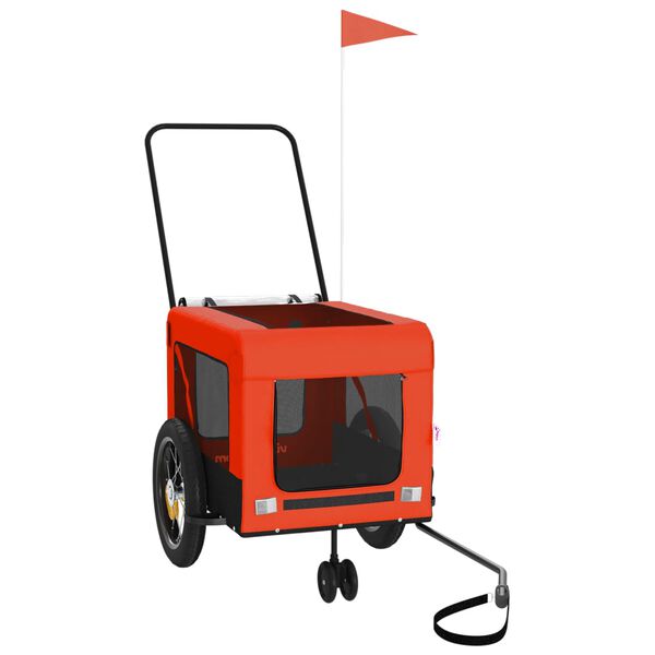 vidaXL Fahrradanh&auml;nger Hunde Orange und Schwarz Oxford-Gewebe & Eisen