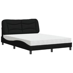 vidaXL Bett mit Matratze "Hvar" Schwarz 120x200 cm Stoff
